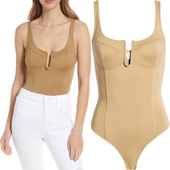 Good American Tops - Good American Scuba U corset bodysuit Pecan 1 / Small